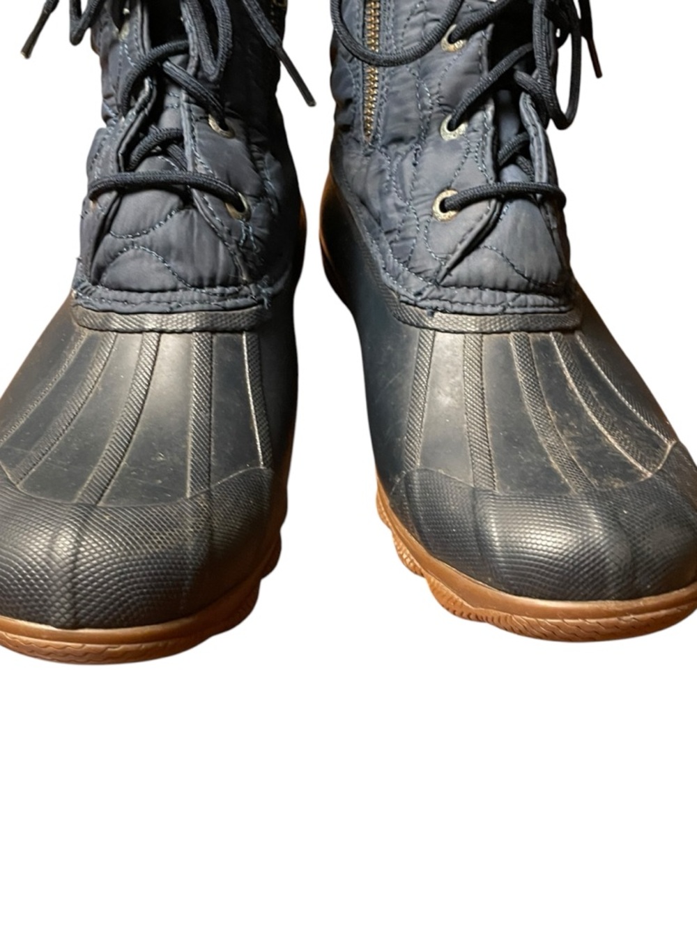 Sperry Topsiders Navy Quilted Lace-Up ski insulated Rain Boots like LL Bean 9.5W